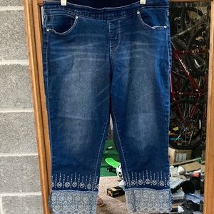 Jag womens jean capris with embroidered cuff